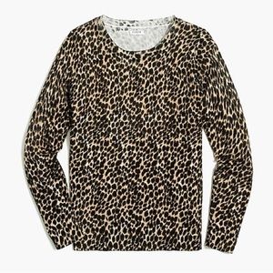 J.Crew Factory Leopard Animal Print Teddie Sweater Crewneck Cotton Sz XS
